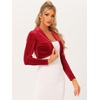 image:imageAllegra K Long Sleeve Velvet Shrug Top for Womens Open Front Cocktail Party Cropped Bolero CardiganRed