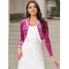 image:imageAllegra K Long Sleeve Velvet Shrug Top for Womens Open Front Cocktail Party Cropped Bolero CardiganRose Pink