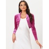 image:imageAllegra K Long Sleeve Velvet Shrug Top for Womens Open Front Cocktail Party Cropped Bolero CardiganRose Pink