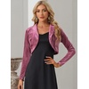 image:imageAllegra K Long Sleeve Velvet Shrug Top for Womens Open Front Cocktail Party Cropped Bolero CardiganViolet