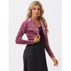 image:imageAllegra K Long Sleeve Velvet Shrug Top for Womens Open Front Cocktail Party Cropped Bolero CardiganViolet