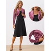 image:imageAllegra K Long Sleeve Velvet Shrug Top for Womens Open Front Cocktail Party Cropped Bolero CardiganViolet