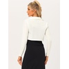 image:imageAllegra K Long Sleeve Velvet Shrug Top for Womens Open Front Cocktail Party Cropped Bolero CardiganWhite