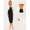 image:imageAllegra K Long Sleeve Velvet Shrug Top for Womens Open Front Cocktail Party Cropped Bolero CardiganWhite