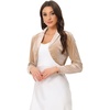 image:imageAllegra K Long Sleeve Velvet Shrug Top for Womens Open Front Cocktail Party Cropped Bolero CardiganChampagne