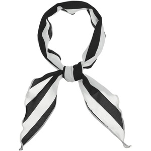 image:imageAllegra K Women Satin Triangle Neck Scarf Stripe Print Hair Wrap for Ladies Handbag Accessory Bandana