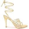 image:imageAllegra K Women Metallic Lace Up Open Toe Strappy Stiletto Heel Sandals  43inch stiletto heels ABS outsole Lace up strappy design Open toe Great for weddings parties datingGold