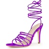 image:imageAllegra K Women Metallic Lace Up Open Toe Strappy Stiletto Heel Sandals  43inch stiletto heels ABS outsole Lace up strappy design Open toe Great for weddings parties datingPurple
