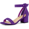 image:imageAllegra K Womens Ankle Strap Block Low Heel Sandal  Casual SandalsPurple