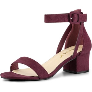 image:imageAllegra K Womens Ankle Strap Block Low Heel Sandal  Casual SandalsBurgundy