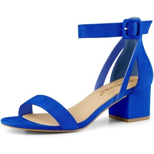 image:imageAllegra K Womens Ankle Strap Block Low Heel Sandal  Casual SandalsDeep Blue