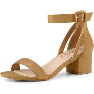 image:imageAllegra K Womens Ankle Strap Block Low Heel Sandal  Casual SandalsKhaki