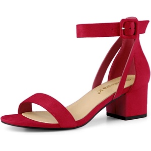 image:imageAllegra K Womens Ankle Strap Block Low Heel Sandal  Casual SandalsRed
