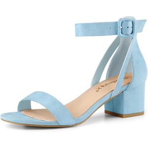 image:imageAllegra K Womens Ankle Strap Block Low Heel Sandal  Casual SandalsSky Blue