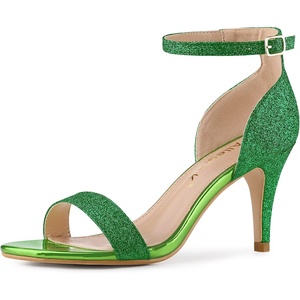 image:imageAllegra K Womens Glitter Ankle Strap Stiletto Heel Sandals  Party SandalsGreen