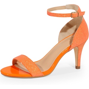 image:imageAllegra K Womens Glitter Ankle Strap Stiletto Heel Sandals  Party SandalsOrange