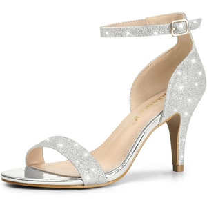 image:imageAllegra K Womens Glitter Ankle Strap Stiletto Heel Sandals  Party SandalsSilver