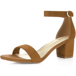 image:imageAllegra K Womens Open Toe Block Heel Ankle Strap Sandals  Party SandalsBrown