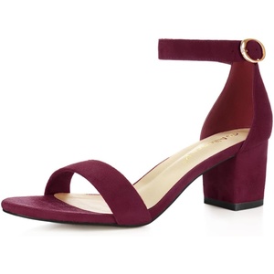 image:imageAllegra K Womens Open Toe Block Heel Ankle Strap Sandals  Party SandalsBurgundy