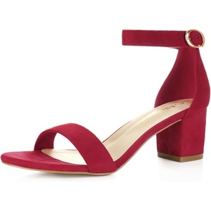 image:imageAllegra K Womens Open Toe Block Heel Ankle Strap Sandals  Party SandalsDeep Red