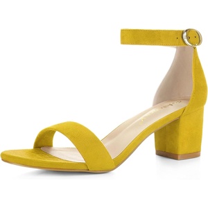 image:imageAllegra K Womens Open Toe Block Heel Ankle Strap Sandals  Party SandalsYellow