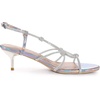 image:imageAllegra K Women Rhinestone Strappy Open Toe Slingback Kitten Heel Sandals  ABS outsole 2 12 inch heel Knot strap detail Rhinestone open toe Party Evening Dating CocktailSilver