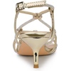image:imageAllegra K Women Rhinestone Strappy Open Toe Slingback Kitten Heel Sandals  ABS outsole 2 12 inch heel Knot strap detail Rhinestone open toe Party Evening Dating CocktailGold