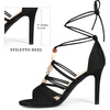 image:imageAllegra K Womens Lace Up Bead Strappy Stiletto Heel SandalsBlack