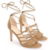 image:imageAllegra K Womens Lace Up Bead Strappy Stiletto Heel SandalsLight Brown