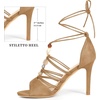 image:imageAllegra K Womens Lace Up Bead Strappy Stiletto Heel SandalsLight Brown
