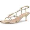 image:imageAllegra K Women Rhinestone Strappy Open Toe Slingback Kitten Heel Sandals  ABS outsole 2 12 inch heel Knot strap detail Rhinestone open toe Party Evening Dating CocktailGold