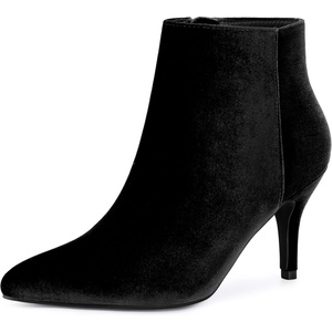 image:imageAllegra K Womens Velvet Pointy Toe Stiletto Heels Ankle Boots  Dress BootsBlack
