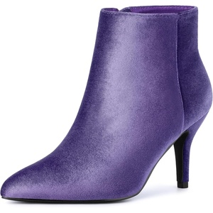 image:imageAllegra K Womens Velvet Pointy Toe Stiletto Heels Ankle Boots  Dress BootsPurple
