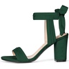image:imageAllegra K Women Open Toe Ankle Tie Back Chunky Heel Sandals  Party SandalsDark Green