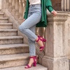 image:imageAllegra K Women Open Toe Ankle Tie Back Chunky Heel Sandals  Party SandalsHot Pink