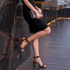 image:imageAllegra K Women Open Toe Ankle Tie Back Chunky Heel Sandals  Party SandalsLeopard