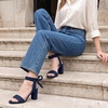 image:imageAllegra K Women Open Toe Ankle Tie Back Chunky Heel Sandals  Party SandalsNavy Blue