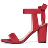 image:imageAllegra K Women Open Toe Ankle Tie Back Chunky Heel Sandals  Party SandalsRed
