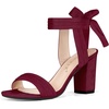 image:imageAllegra K Women Open Toe Ankle Tie Back Chunky Heel Sandals  Party SandalsBurgundy