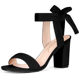 image:imageAllegra K Women Open Toe Ankle Tie Back Chunky Heel Sandals  Party SandalsBlack