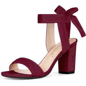 image:imageAllegra K Women Open Toe Ankle Tie Back Chunky Heel Sandals  Party SandalsBurgundy