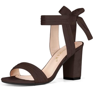 image:imageAllegra K Women Open Toe Ankle Tie Back Chunky Heel Sandals  Party SandalsDark Brown