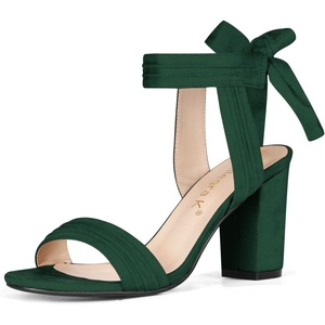 image:imageAllegra K Women Open Toe Ankle Tie Back Chunky Heel Sandals  Party SandalsDark Green