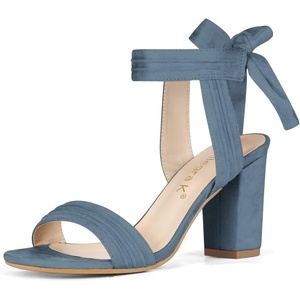 image:imageAllegra K Women Open Toe Ankle Tie Back Chunky Heel Sandals  Party SandalsHaze Blue