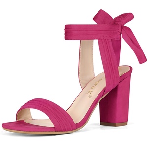 image:imageAllegra K Women Open Toe Ankle Tie Back Chunky Heel Sandals  Party SandalsHot Pink