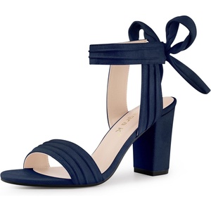 image:imageAllegra K Women Open Toe Ankle Tie Back Chunky Heel Sandals  Party SandalsNavy Blue