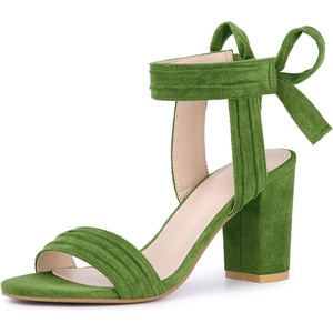 image:imageAllegra K Women Open Toe Ankle Tie Back Chunky Heel Sandals  Party SandalsOlive Green