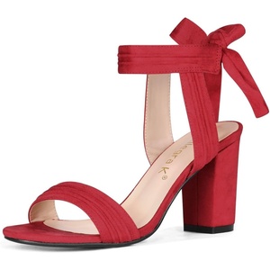 image:imageAllegra K Women Open Toe Ankle Tie Back Chunky Heel Sandals  Party SandalsRed