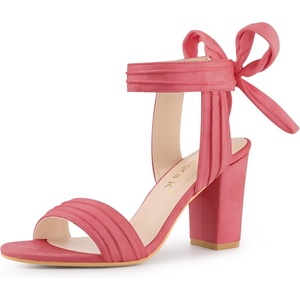 image:imageAllegra K Women Open Toe Ankle Tie Back Chunky Heel Sandals  Party SandalsWatermelon Red