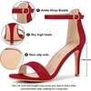 image:imageAllegra K Women Suede Ankle Strap High Stiletto Heel Open Toe Sandals  Faux Suede Vamp Stiletto Heel Open Toe Comfortable Fit Party Date Night Ready Adjustable Buckle ClosureRed